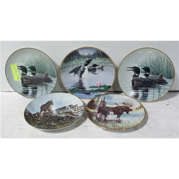 FIVE CANADIAN ANIMAL PLATES