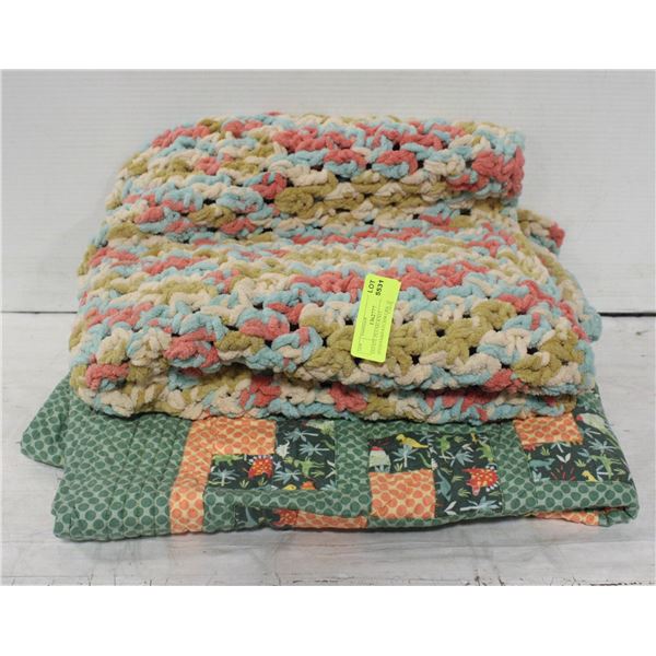 ESTATE PLUSH KNIT AFGHAN&PATCHWORK QUILT