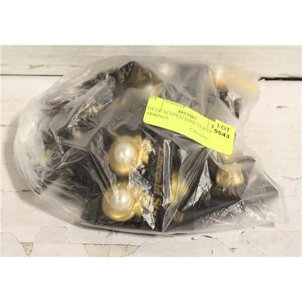 LOT OF 16 GOLD TONE CLIP ON EARRINGS