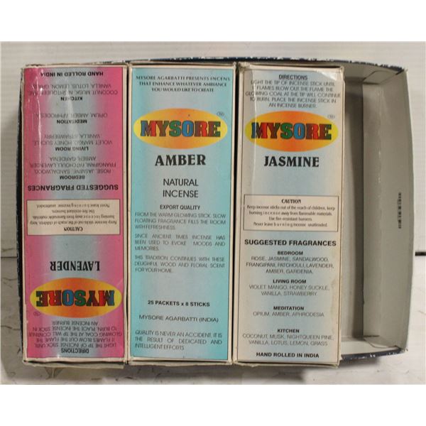 3 PACKS OF INCENSE LAVENDER, AMBER JASMINE