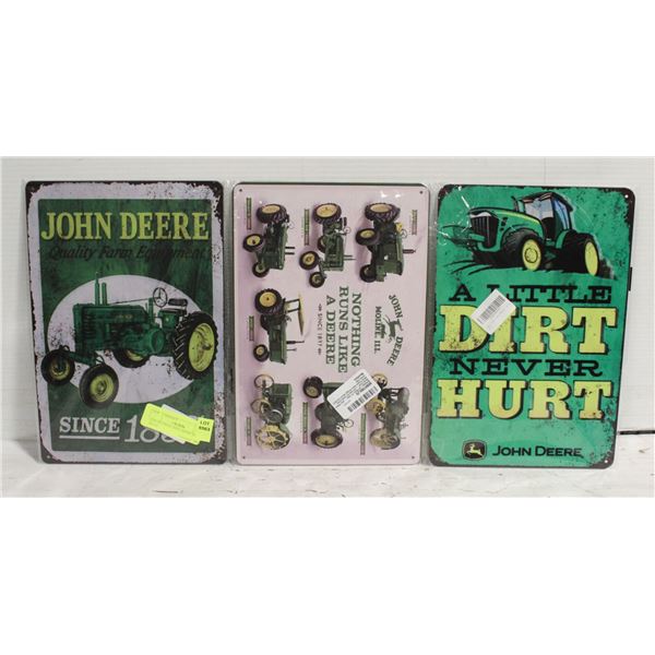 LOT OF 3 NEW JOHN DEERE TIN SIGNS