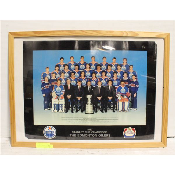 1987 EDMONTON OILERS POSTER (SMALL DAMAGE) 21X29
