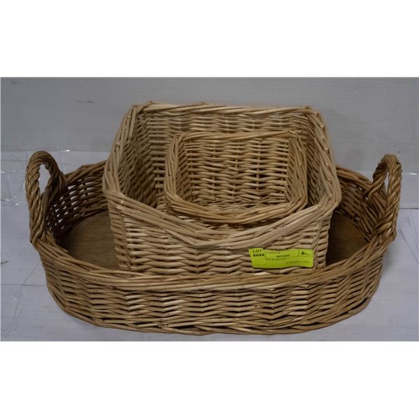 3 WICKER BASKETS