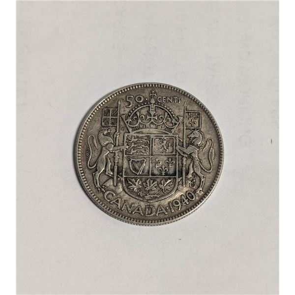 1940 SILVER CANADA 50 CENTS COINS