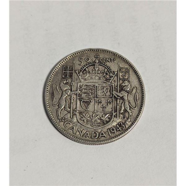 1943 SILVER CANADA 50 CENTS COINS