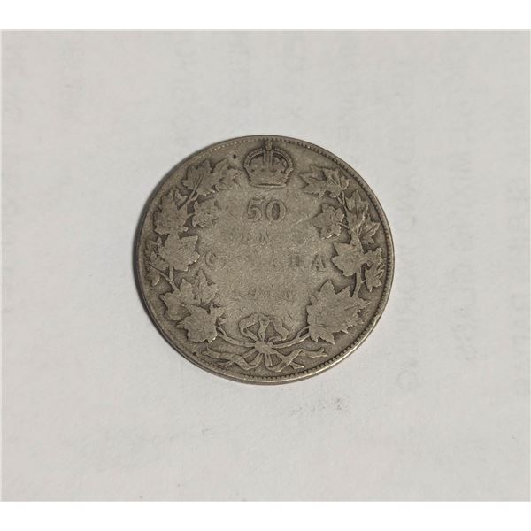 1916 STERLING SILVER CANADA 50 CENTS COINS