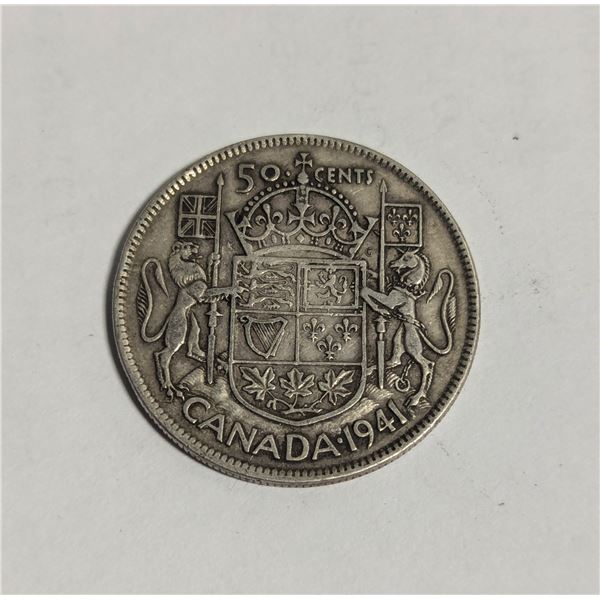 1941 SILVER CANADA 50 CENTS COINS