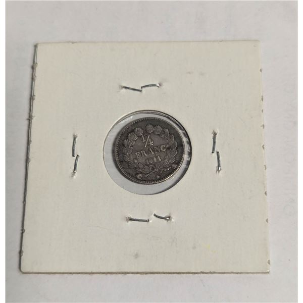 1841 A SILVER FRANCE 1/4 FRANC COIN
