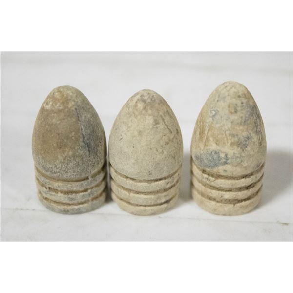 3 GENUINE USA CIVAL WAR LEAD MUSKET BULLETS