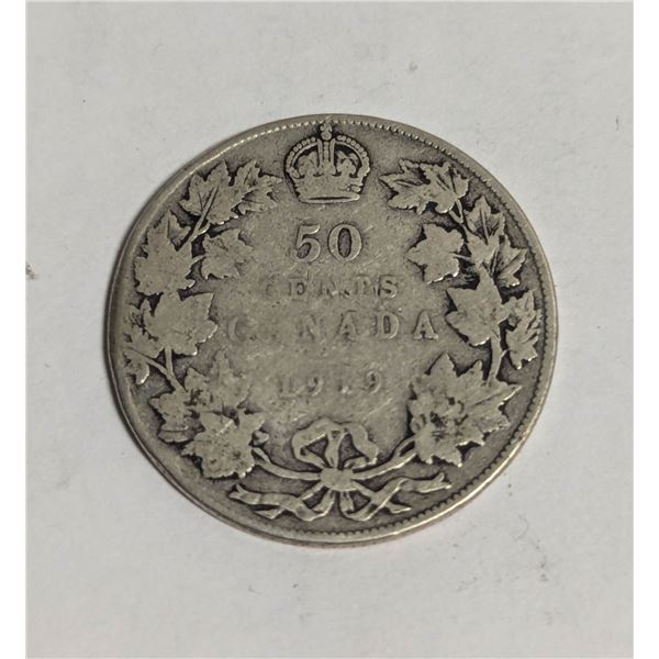 1919 STERLING SILVER CANADA 50 CENTS COINS