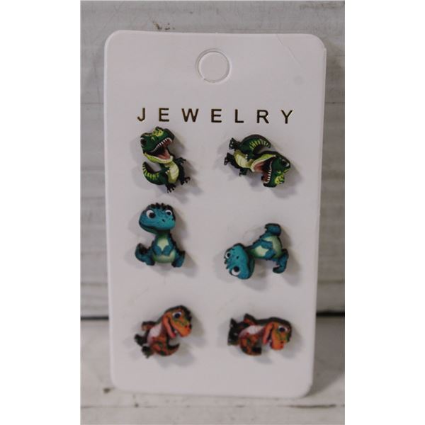 NEW CUTE WOODEN DINOSAUR STUD EARRINGS