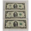 Image 2 : 3 MINT US $2 BILLS CONSECUTIVE SE#S