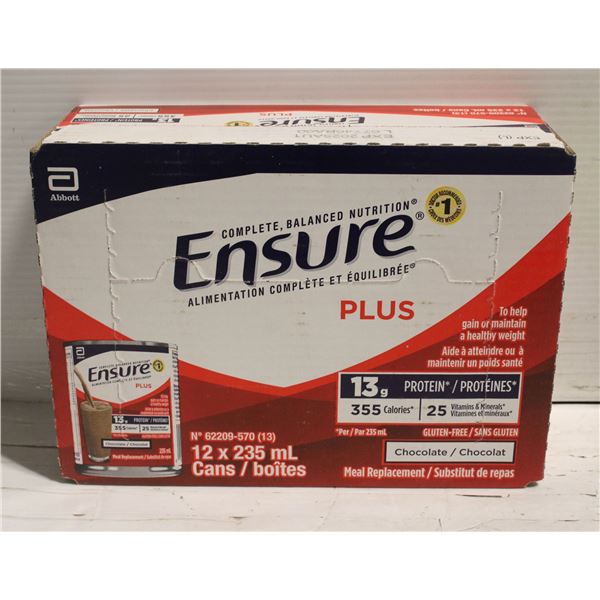 CASE OF ENSURE PLUS CHOCOLATE EXP. AUGUST 1/2025