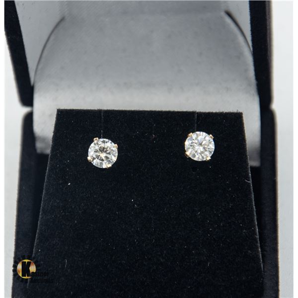 #1047-14 KT YELLOW GOLD EARRINGS WITH 1.00 CT