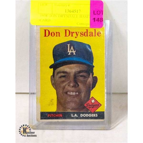 1958 DON DRYSDALE BASEBALL CARD