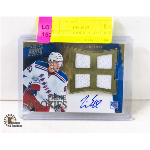 TIM ERIXON ROOKIE AUTO JERSEY