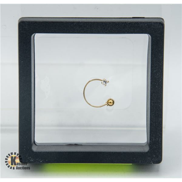 #1044-14 KT YELLOW GOLD BELLY RING WITH CZ
