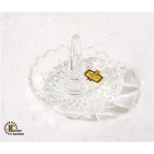 VINTAGE 24% LEAD CRYSTAL RING HOLDER, MADE IN