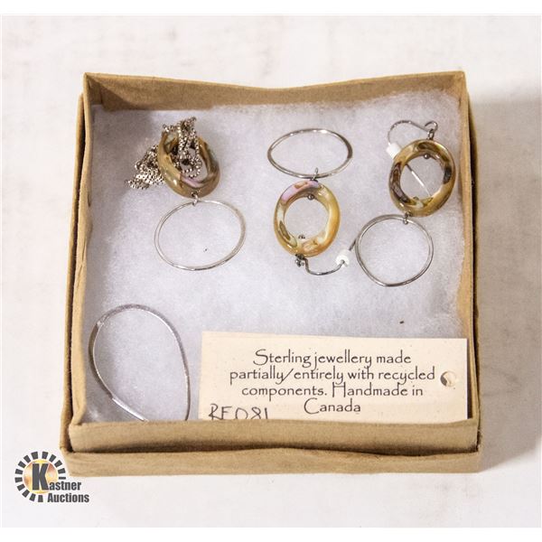 STERLING SILVER NECKLACE, PENDANT & EARRINGS SET