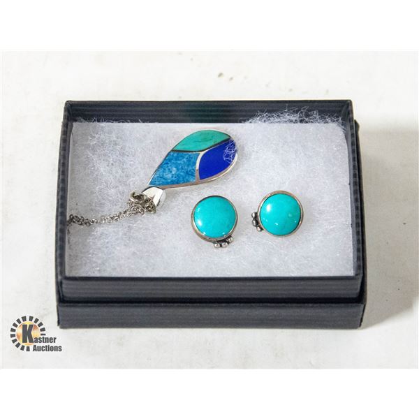 STERLING SILVER NECKLACE, PENDANT & EARRINGS SET