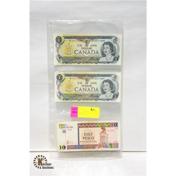 SET OF 2 UNCIRCULATED 1973 ONE DOLLAR BILLS