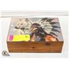Image 2 : DECORATIVE "WOLF WITH CHIEF" WOODEN BOX