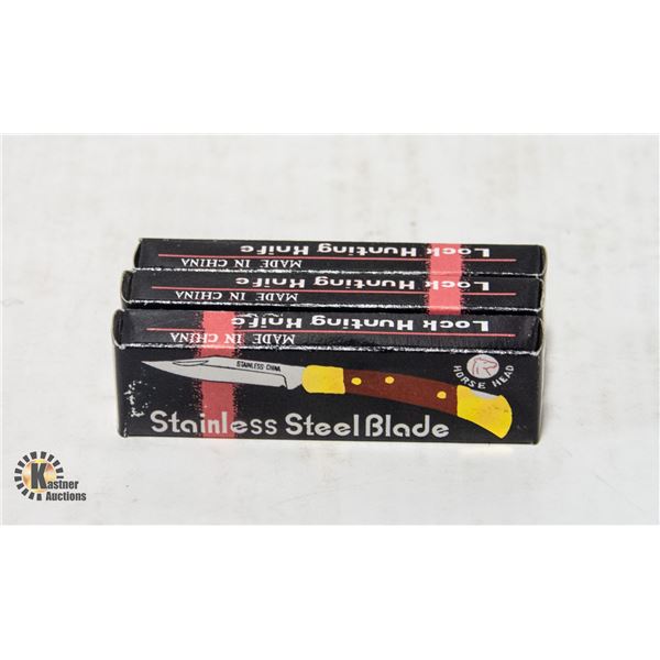 THREE LOCK BLADE, HUNTER STAINLESS STEEL FOLDING