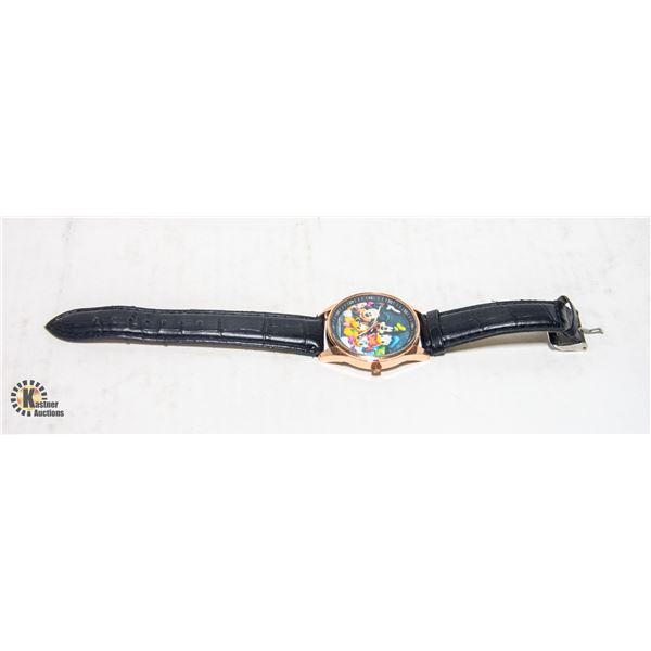 VINTAGE DISNEY THEMED WATCH W/ GENIUNE LEATHER