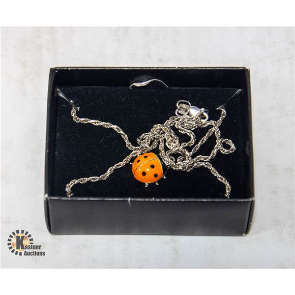 STERLING SILVER NECKLACE WITH LADYBUG PENDANT