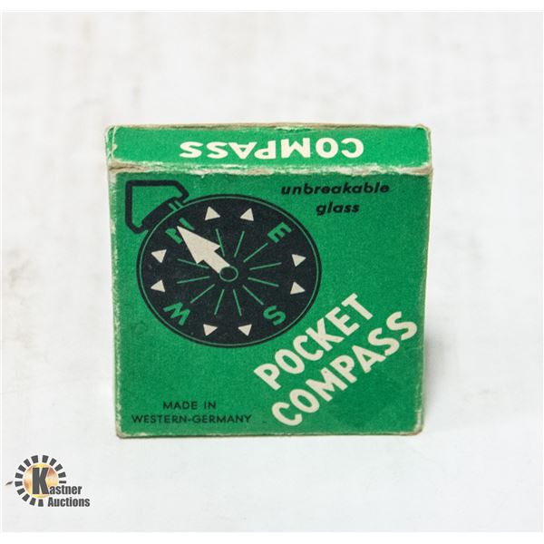 VINTAGE POCKET COMPASS IN ORIGINAL BOX, MADE IN