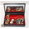 Image 1 : JEWELRY BOX WITH ESTATE COSTUME JEWELRY