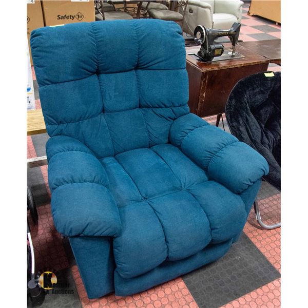 FULL SIZE PADDED ROCKER RECLINER - TURQUOISE