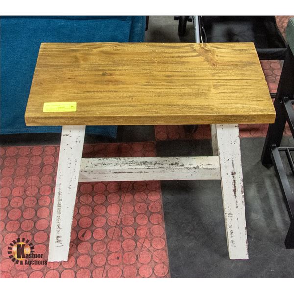 NEW DECO 79 WOOD BENCH WITH BROWN TOP 20X13X18"