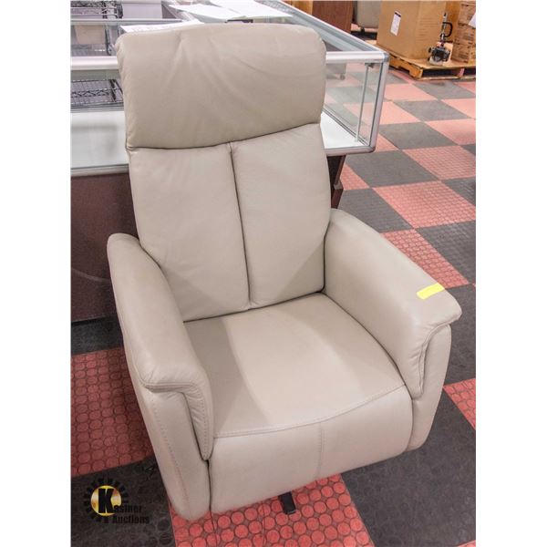 SHOWHOME COOL GRAY LEATHER SWIVELING