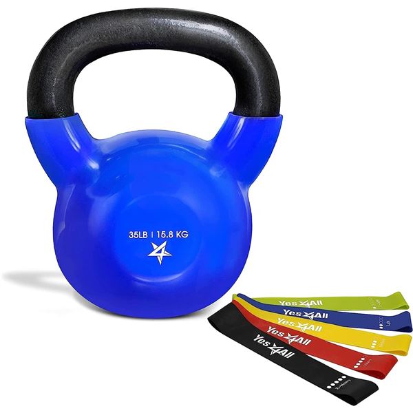 NEW YES4ALL 35LBS KETTLEBELL - VINYL COATED
