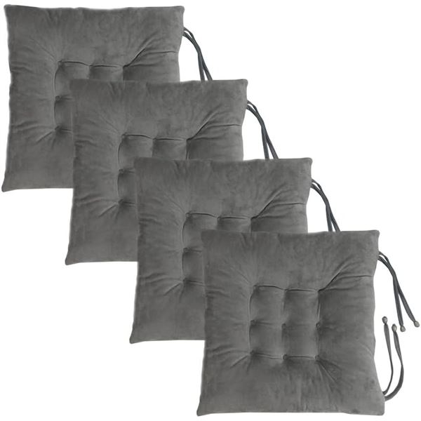 4 NEW CIVKOR DARK GREY DINNING CHAIR CUSHIONS