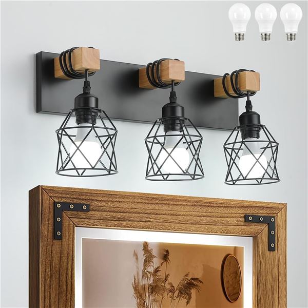 NEW FARMHOUSE VANITY LIGHT FIXTURE 3 LIGHT