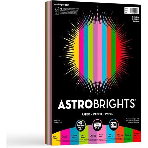 BRAND NEW 200 SHEET BLOCK OF ASTROBRIGHTS PAPER