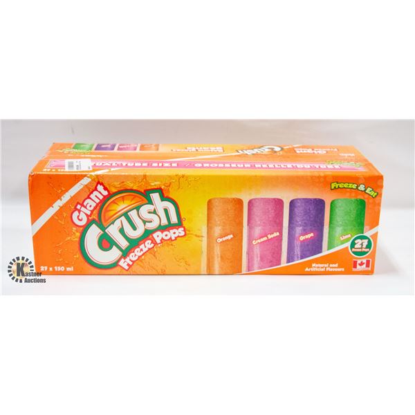 NEW CASE OF 27 X 150ML CRUSH GIANT FREEZE POPS