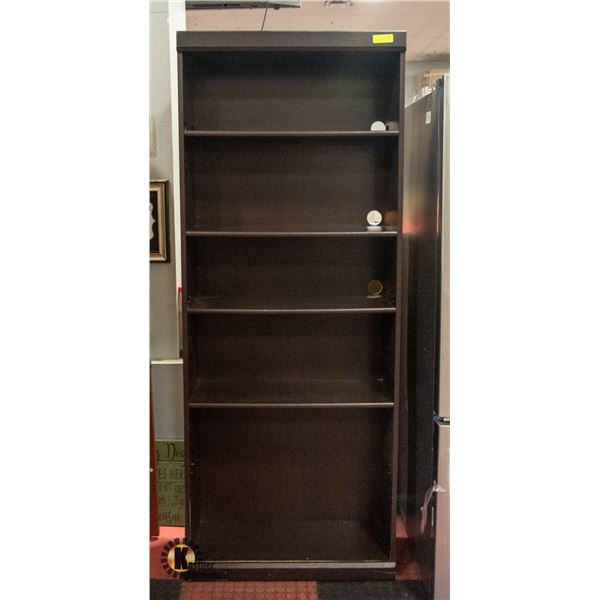 SOLID DARK WOOD 5-SHELF DISPLAY/STORAGE/