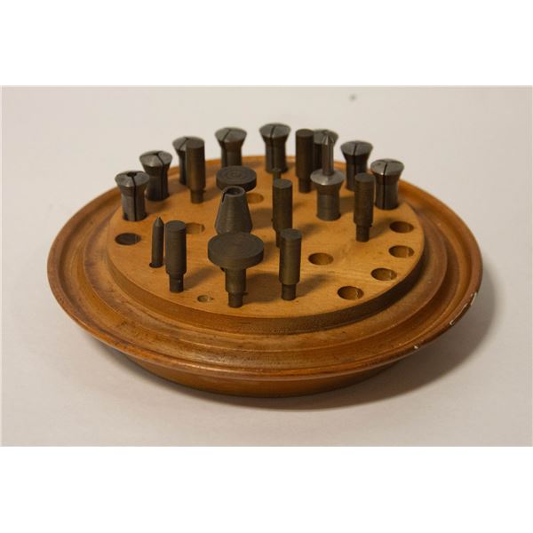 ANTIQUE WATCH MAKERS STAKING TOOLS IN CASE