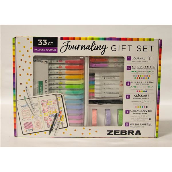 NEW SEALED ZEBRA JOURNALING GIFT SET, 33 PIECES