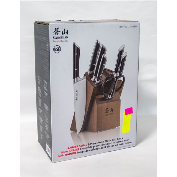 NEW CANGSHAN RAINIER 8 PC KNIFE BLOCK SET, BLACK