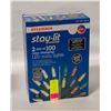 Image 1 : NEW SYLVANIA STAY-LIT 2 SETS OF 100 LED MINI