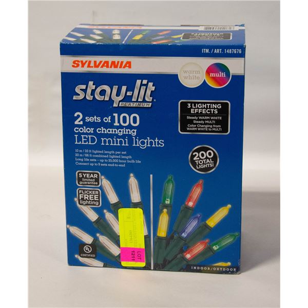 NEW SYLVANIA STAY-LIT 2 SETS OF 100 LED MINI
