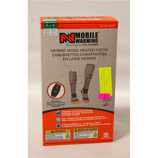 PAIR MOBILE WARMING MERINO WOOL HEATED SOCKS