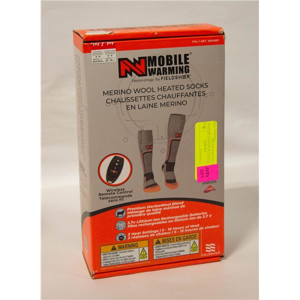 PAIR MOBILE WARMING MERINO WOOL HEATED SOCKS