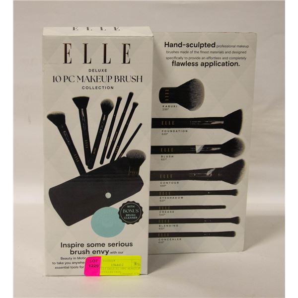 NEW ELLE DELUXE 10PC MAKEUP BRUSH COLLECTION
