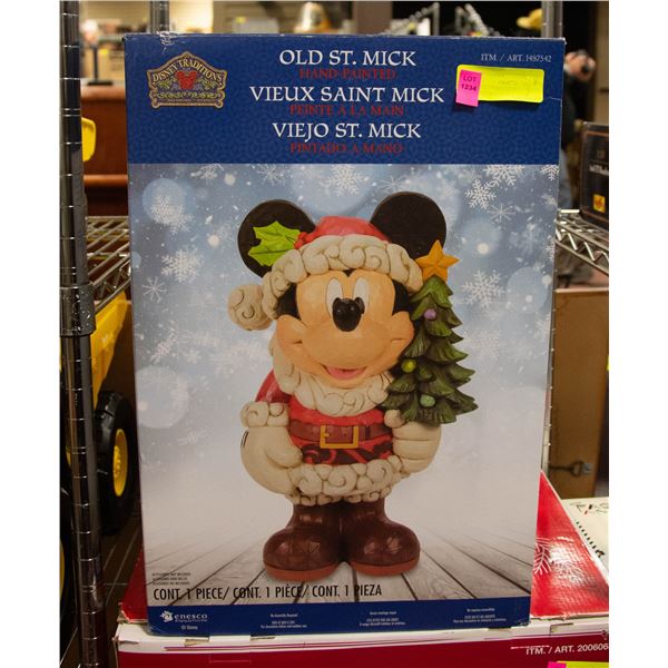 24" MICKEY MOUSE XMAS HAND PAINTED WOODEN STATUE