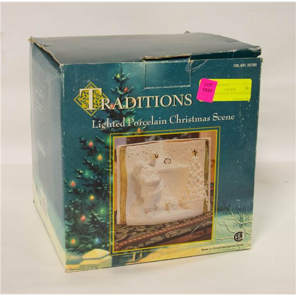 LIGHTED PORCELAIN CHRISTMAS SCENE